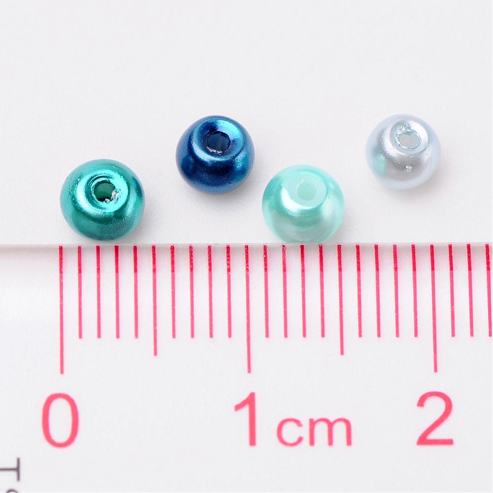 Glass Pearl Beads 4mm (0.8mm Hole) Carribean Blue Mix - Pack of 400