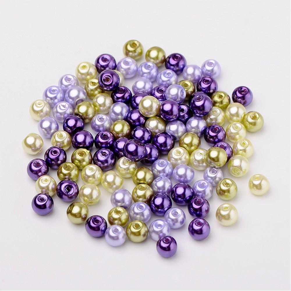 Glass Pearl Beads 6mm (1.0mm Hole) Lavender Garden Mix - Pack of 200