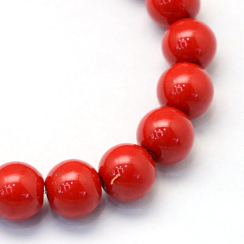 Glass Pearl Beads 3mm (0.5mm Hole) Red - One Strand of Approx 195 Beads
