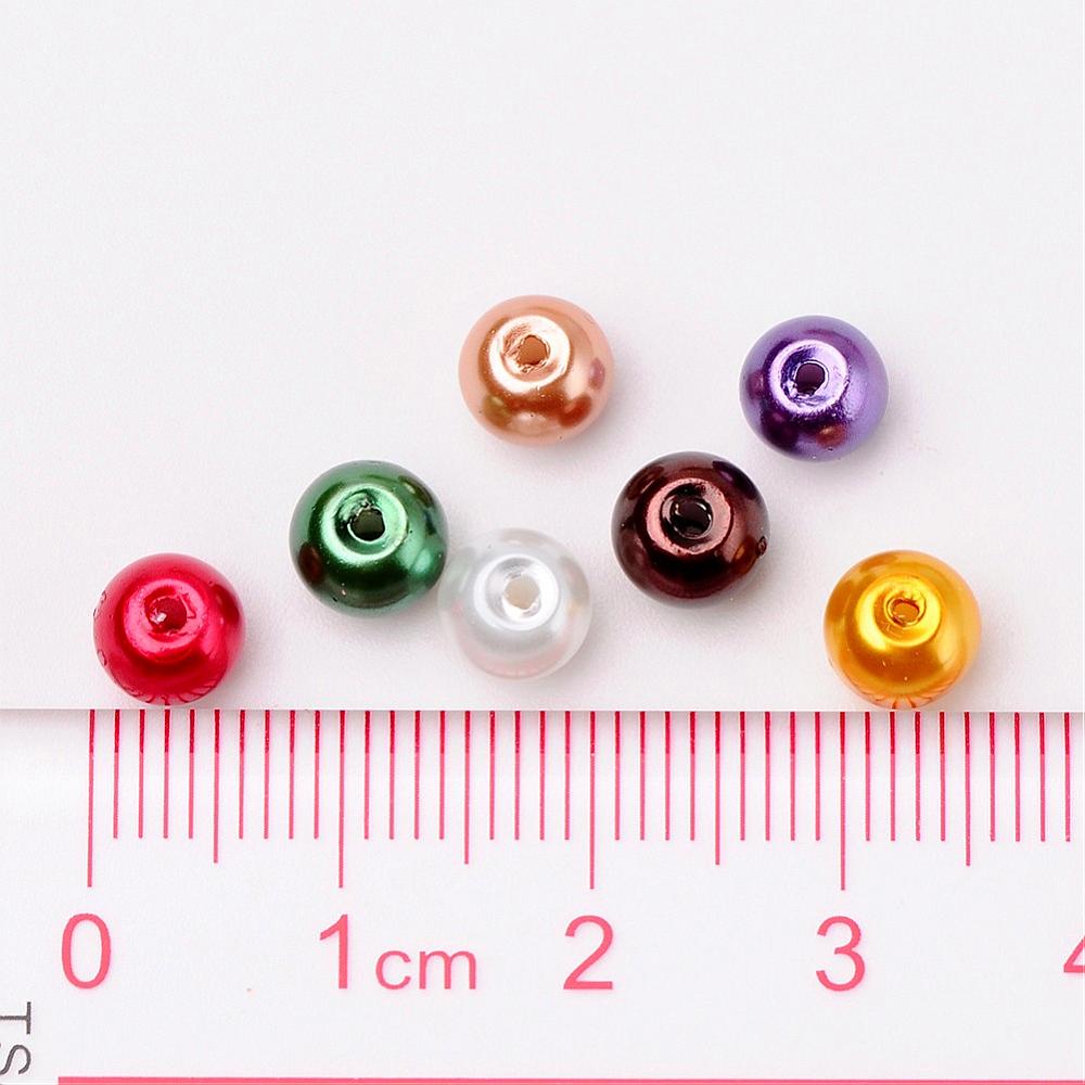 Glass Pearl Beads 6mm (1.0mm Hole) Luster Mix - Pack of 200