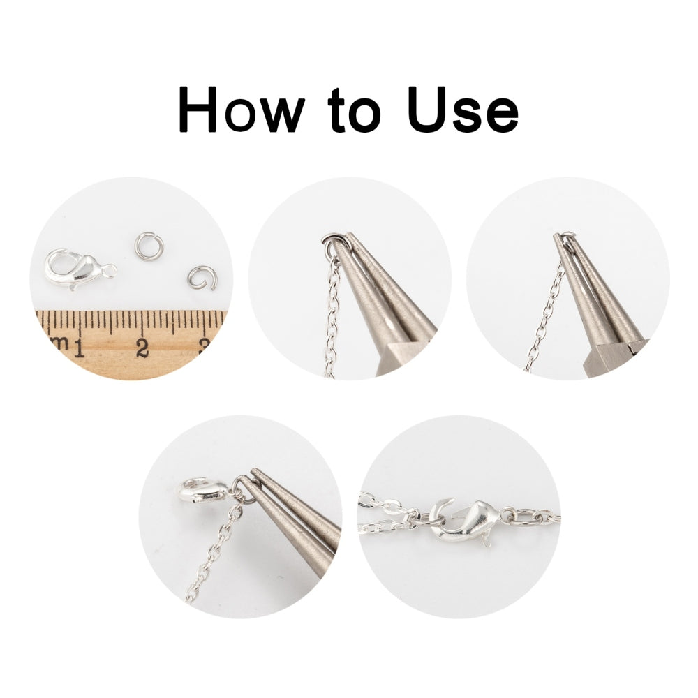 Silver Tone Lobster Clasp 16 mm x 8 mm, Hole 2 mm - Pack of 100