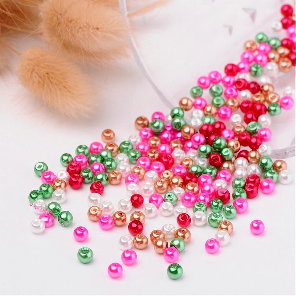 Glass Pearl Beads 4mm (0.8mm Hole) Christmas Mix - Pack of 400