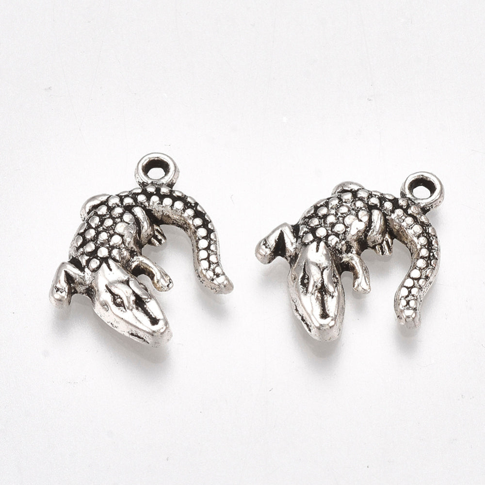 Croc/Alligator Charms Antique Silver 16.5x14x3mm - Pack of 50