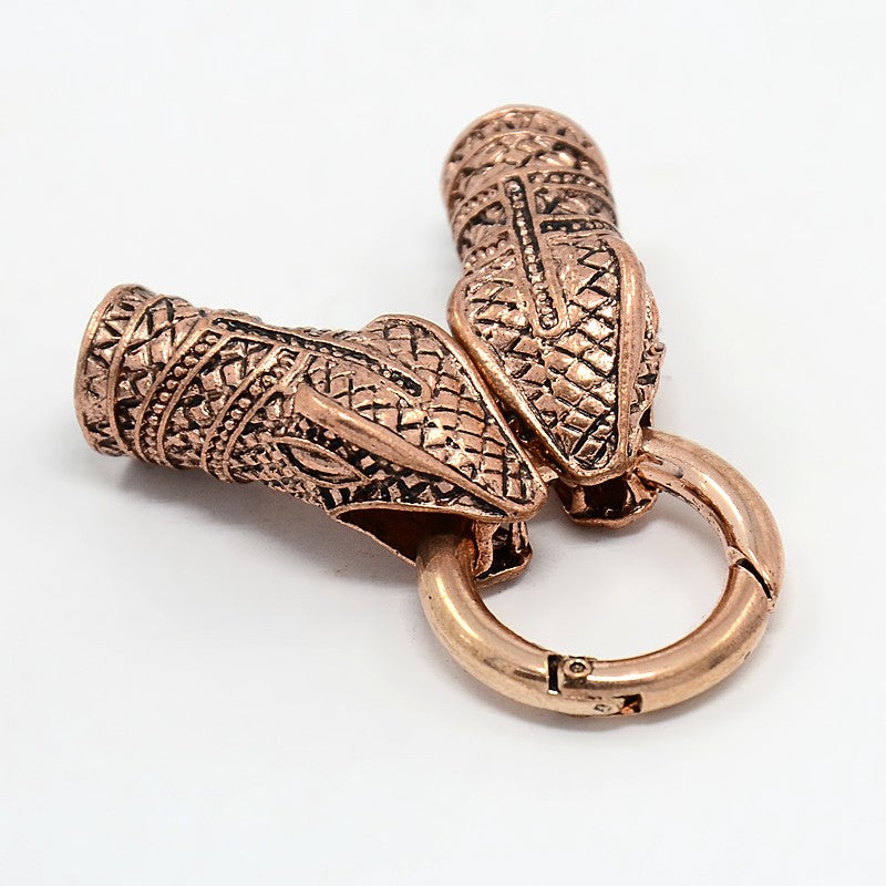 Snake Head Cord Clasp Antique Copper