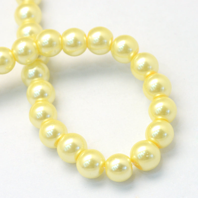 Glass Pearl Beads 8mm (1.0mm Hole) Champagne - One Strand of Approx 105 Beads