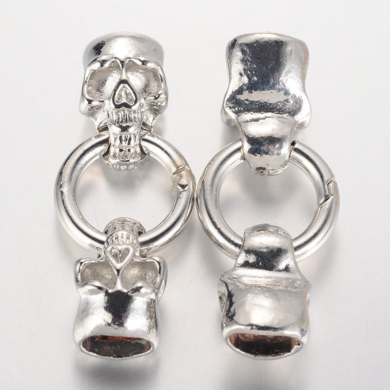 Skull Head Cord Clasp Platinum