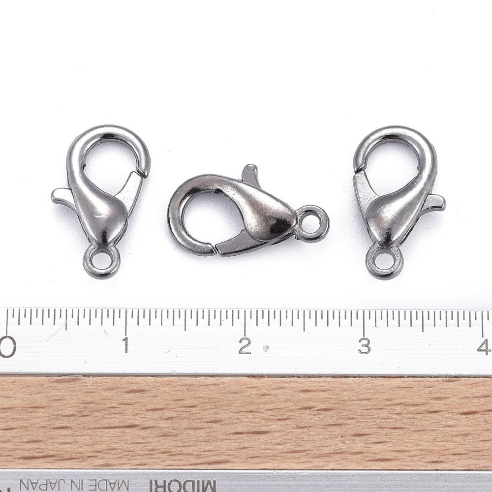 Gunmetal Lobster Clasps 14 mm x 8 mm, Hole: 1.8 mm - Pack of 50