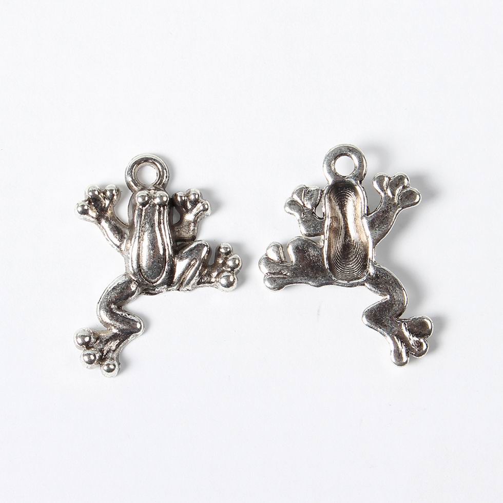 Frog Charms Antique Silver 21.5x17mm - Pack of 20