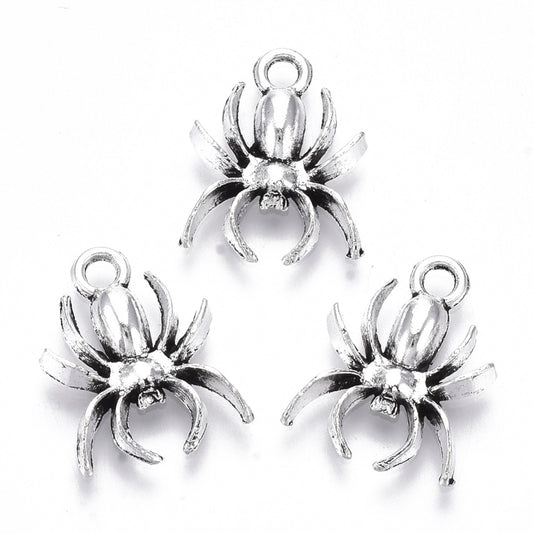 Spider Charms Antique Silver 18.5x14x3mm - Pack of 50