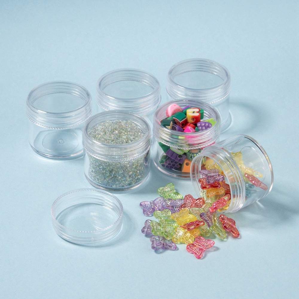 Plastic Bead Containers about 3.9cm in diameter, 3.3cm high, Capacity: 15ml (0.5 fl. oz) - Pack of 6