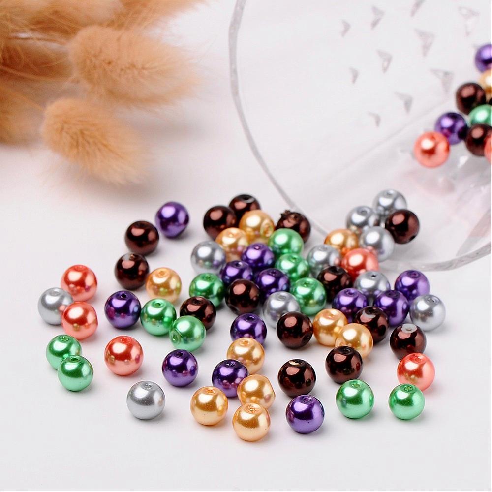 Glass Pearl Beads 8mm (1.0mm Hole) Halloween Mix - Pack of 100