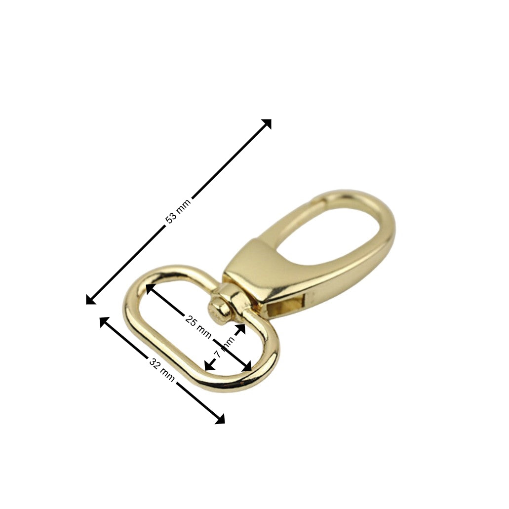 Bag Swivel Clasp Light Gold 25 mm - Pack of 5