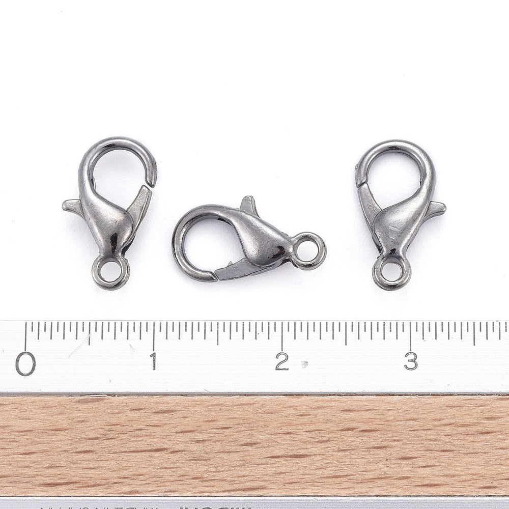 Gunmetal Tone Lobster Clasps 12x6mm - Pack of 100