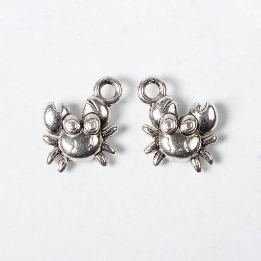 Crab Charms Antique Silver 12x11x4mm Nickel Free - Pack of 20