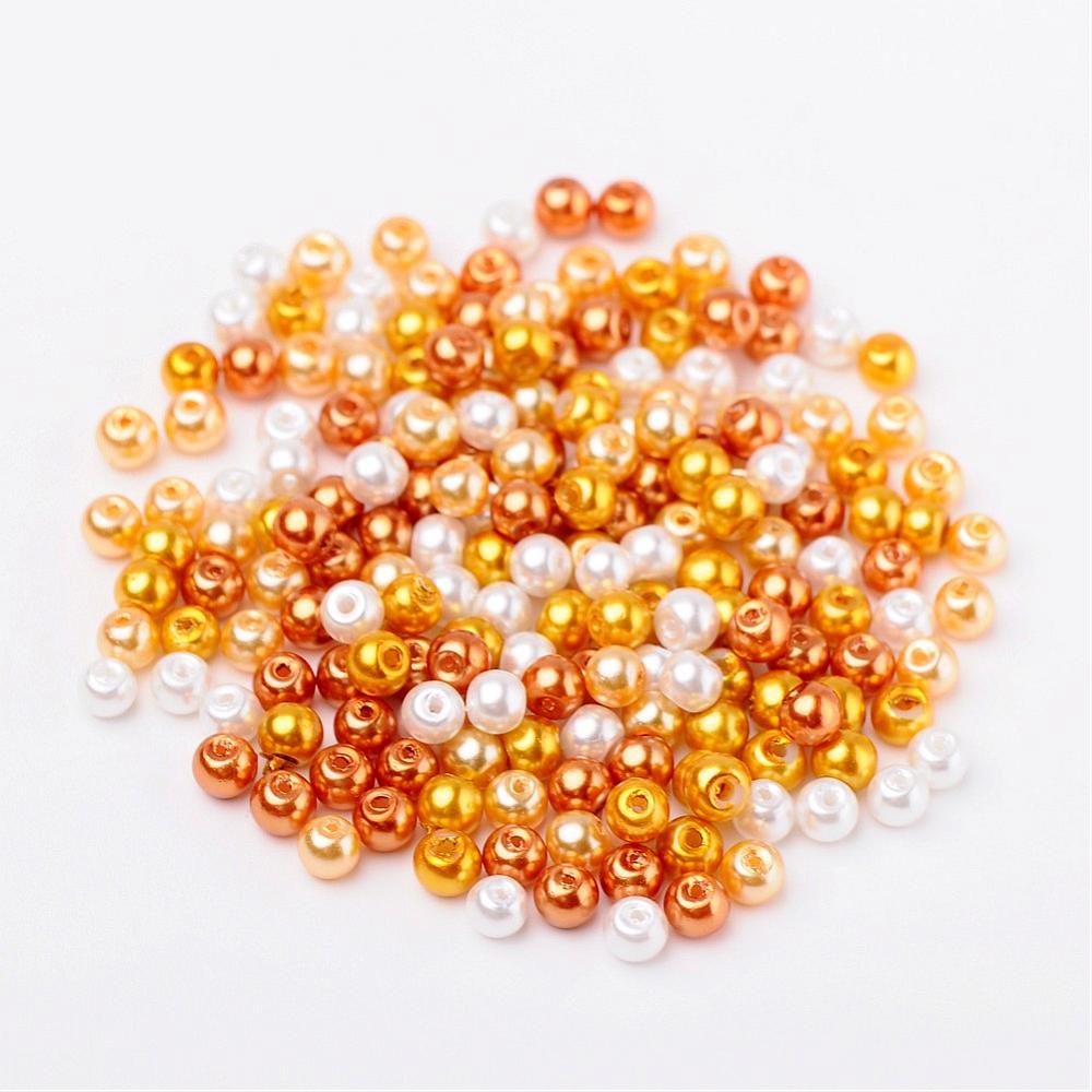 Glass Pearl Beads 4mm (0.8mm Hole) Caramel Mix - Pack of 400