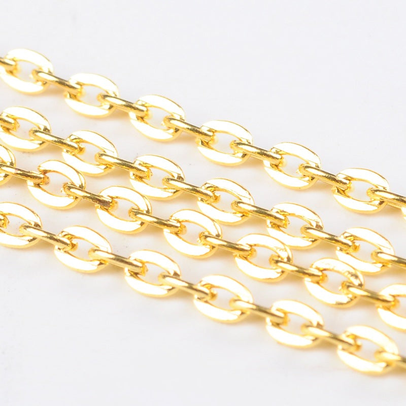 Iron Cross Chain - Gold - 3x2x0.5 mm - 10 Metre Reel