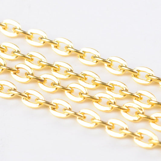 Iron Cross Chain - Gold - 3x2x0.5 mm - 10 Metre Reel