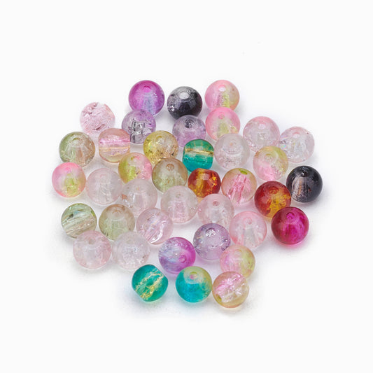 Two Tone Crackle Glass Beads 4mm Mixed Colours - Pack of 200