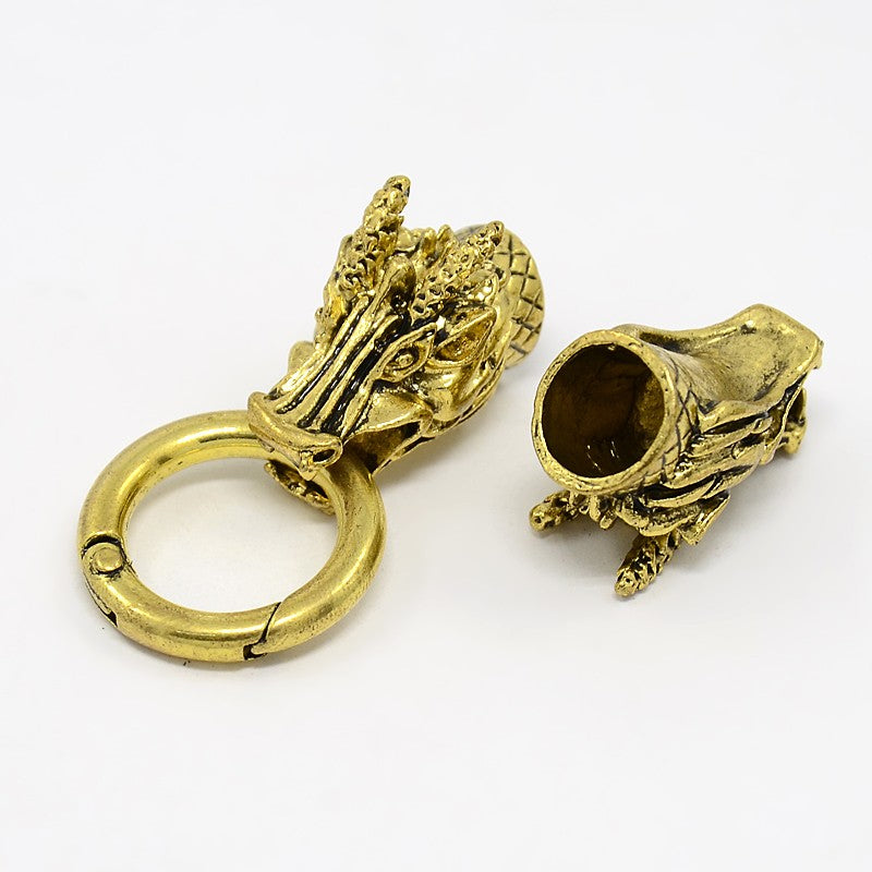Dragon Head Cord Clasp Antique Gold
