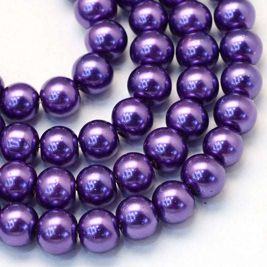 Glass Pearl Beads 4mm (0.8mm Hole) Purple - One Strand of Approx 210 Beads