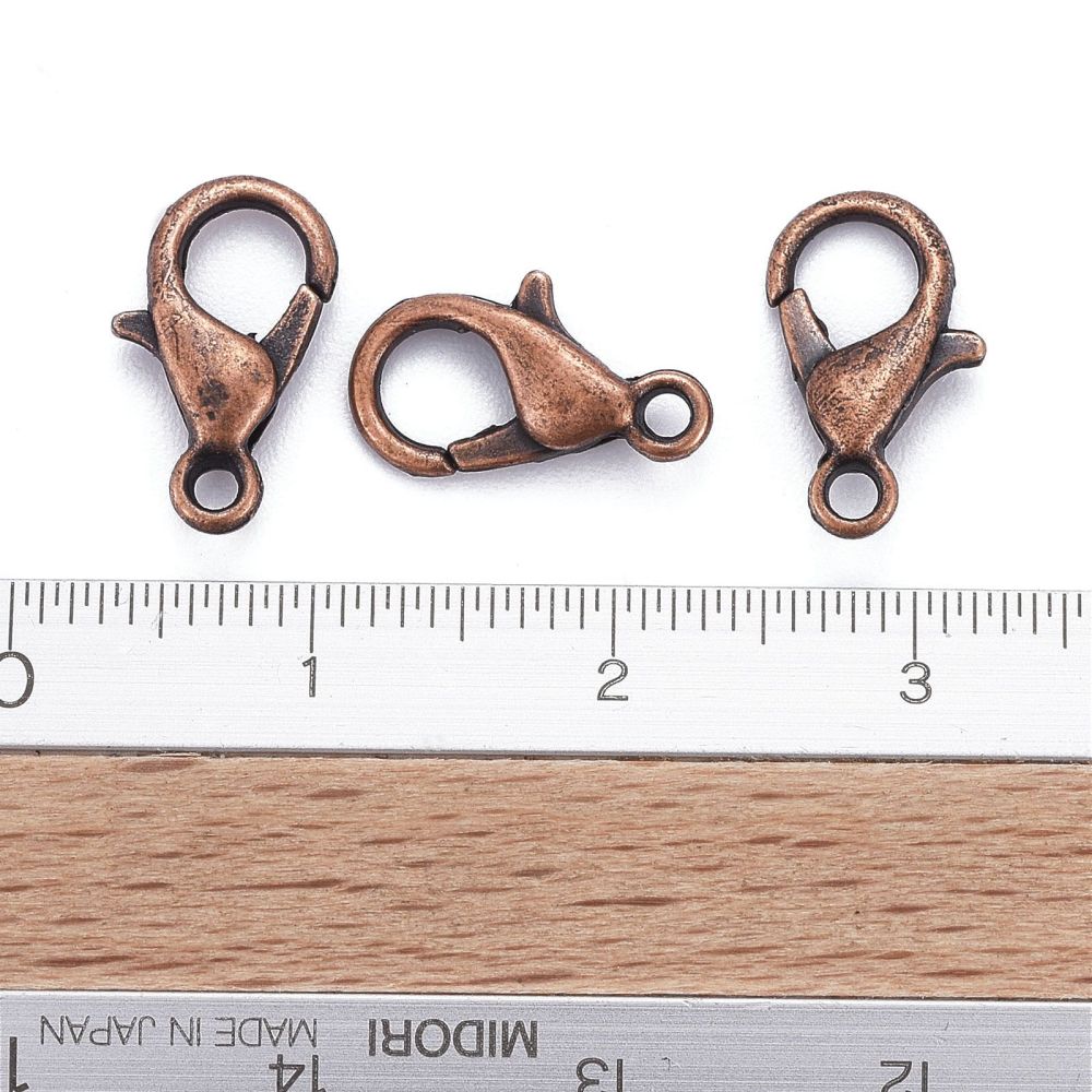 Red Copper Tone Lobster Clasp 12 x 6 mm - Pack of 50