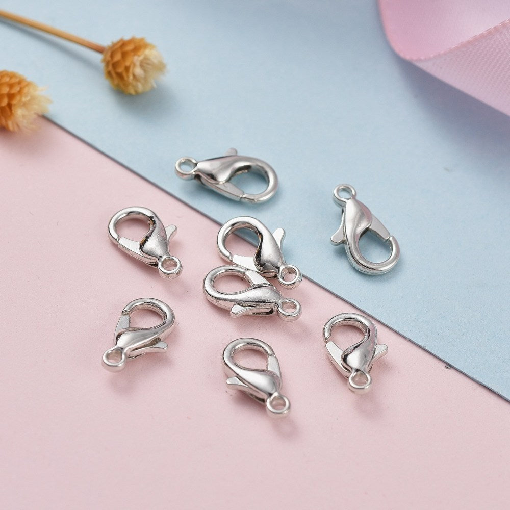Platinum Tone Lobster Clasp 12mm x 6mm - Pack of 100