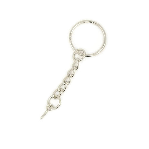 20 mm Key Ring with Chain and Screw Bail - Pack of 50