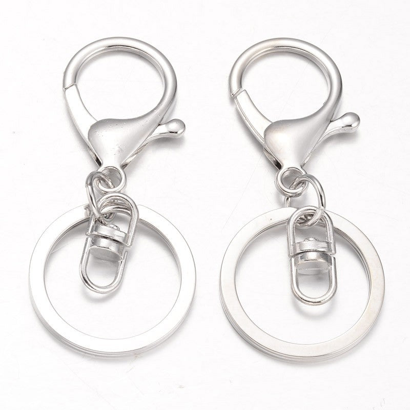 Swivel Key Clasp with Ring 66 mm - Platinum Colour