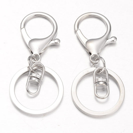 Swivel Key Clasp with Ring 66 mm - Platinum Colour