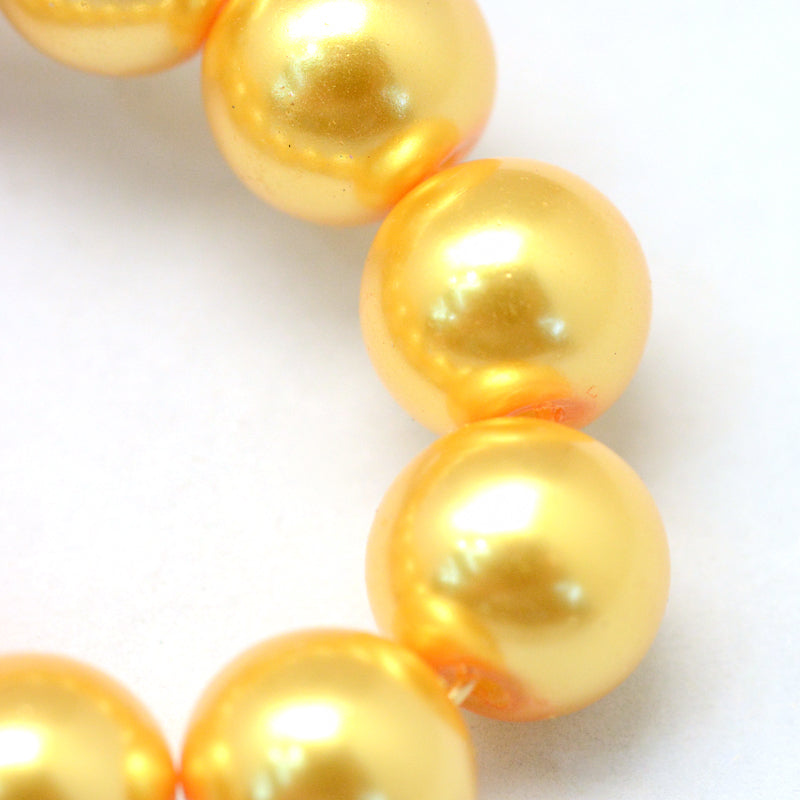 Glass Pearl Beads 4mm (0.8mm Hole) Gold - One Strand of Approx 210 Beads
