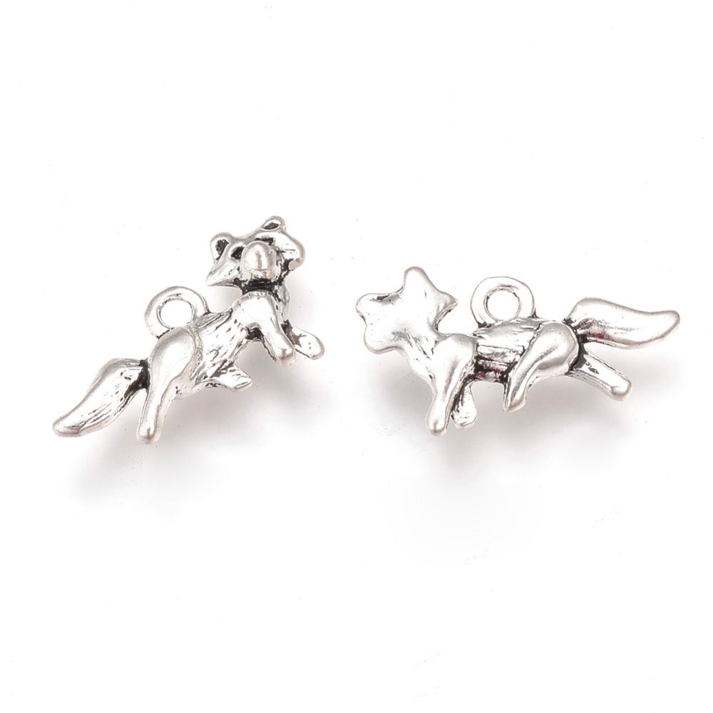 Fox / Racoon Charms Antique Silver 12x22x4mm - Pack of 20