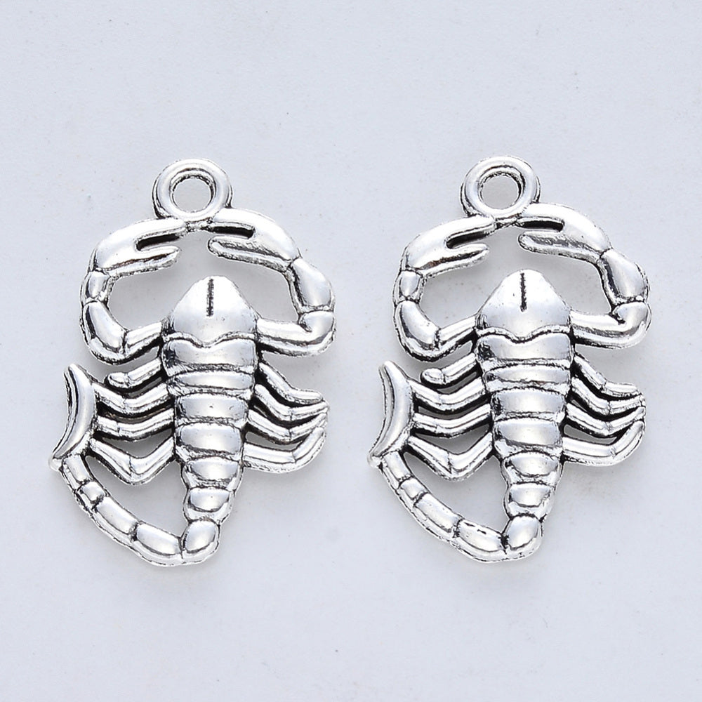 Scorpion Charms Antique Silver 26.5x17.5x3mm - Pack of 20