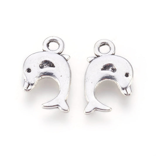 Cute Dolphin Charms Silver 16x9x2mm Nickel Free - Pack of 50