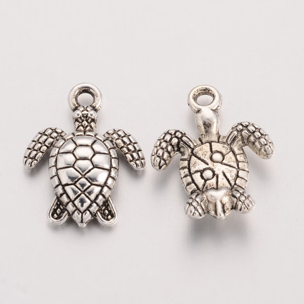 Sea Turtle Charms Antique Silver 16x12.5x3mm - Pack of 100