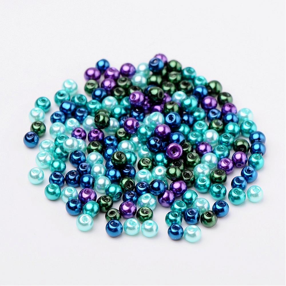 Glass Pearl Beads 4mm (0.8mm Hole) Ocean Mix - Pack of 400