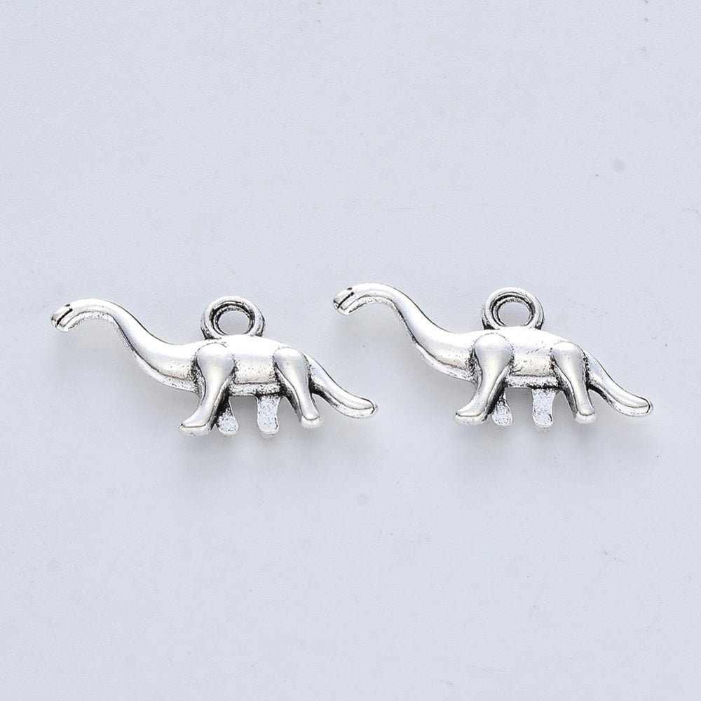 Diplodocus Dinosaur Charms Antique Silver 14x27x3.5 - Pack of 20