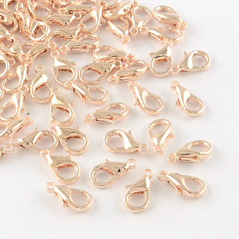 Rose Gold Lobster Clasps 16x8x3.5mm - Pack of 20