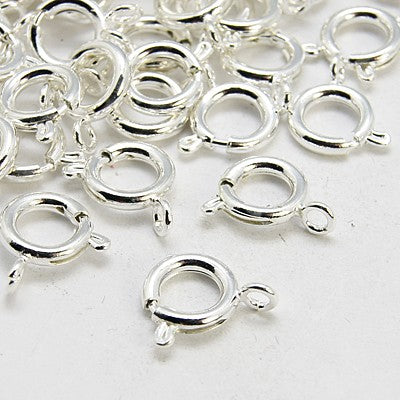 Silver Plated Brass Spring Ring Clasp 9 mm - Pack of 10
