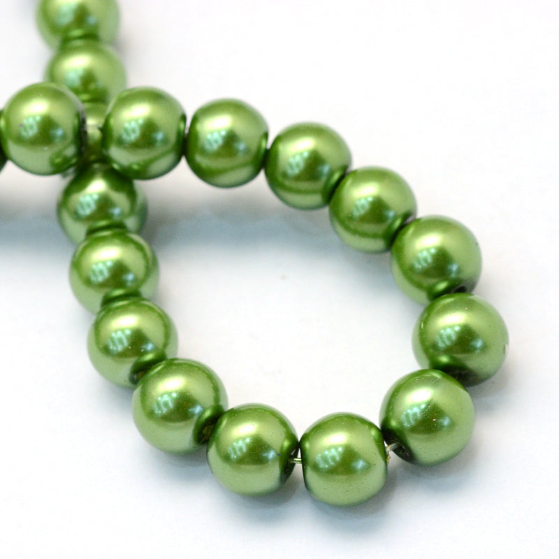 Glass Pearl Beads 3mm (0.5mm Hole) Green - One Strand of Approx 195 Beads