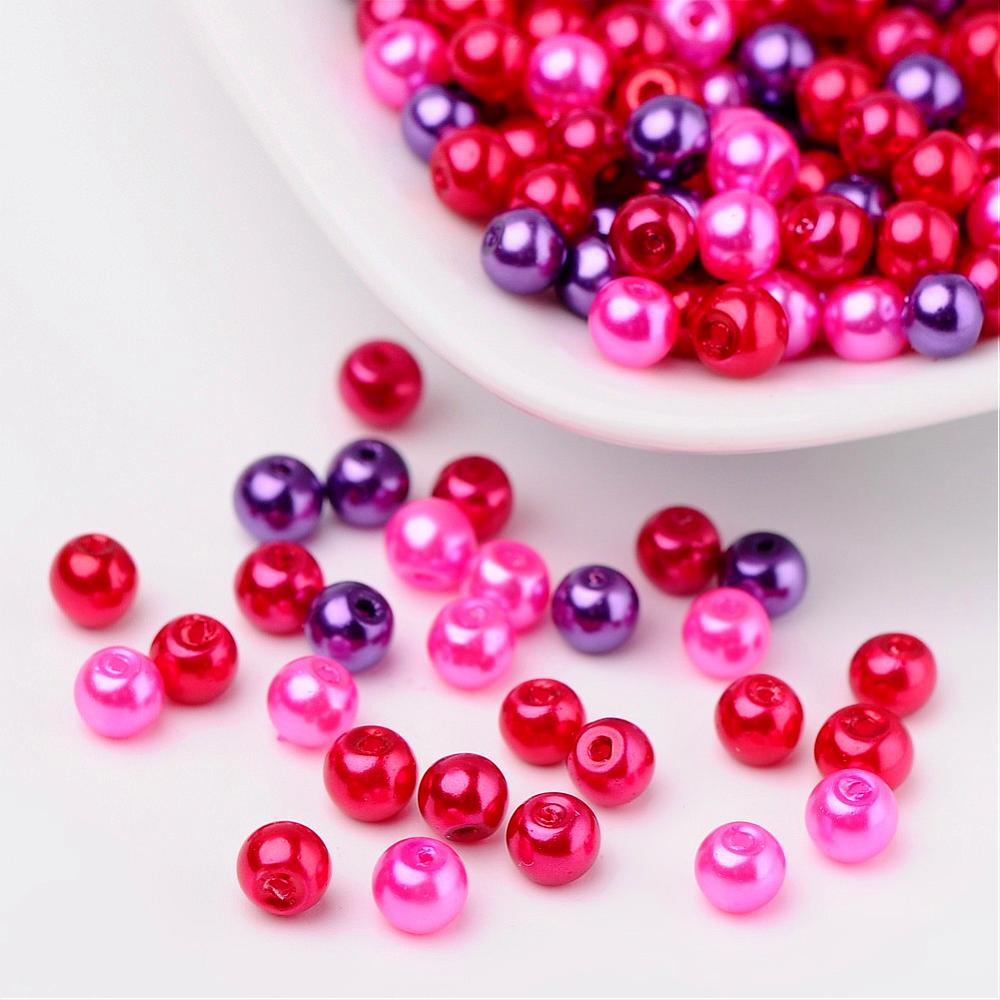 Glass Pearl Beads 4mm (0.8mm Hole) Valentines Mix - Pack of 400