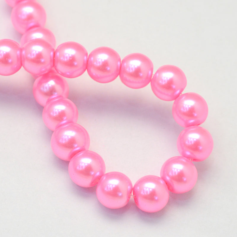 Glass Pearl Beads 4mm (0.8mm Hole) Pink - One Strand of Approx 210 Beads