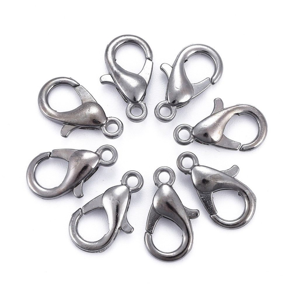Gunmetal Lobster Clasps 14 mm x 8 mm, Hole: 1.8 mm - Pack of 50