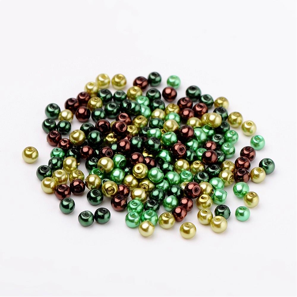 Glass Pearl Beads 4mm (0.8mm Hole) Choccy Mint Mix - Pack of 400