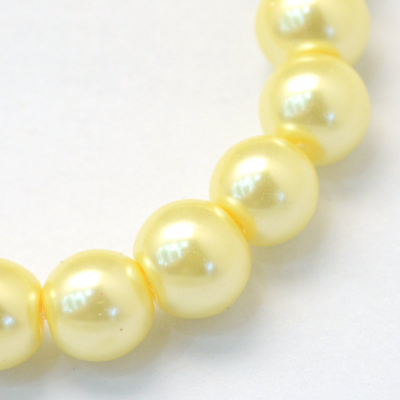 Glass Pearl Beads 8mm (1.0mm Hole) Champagne - One Strand of Approx 105 Beads