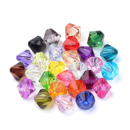 Acrylic Bicone Beads - Mixed Colour 6mm x 5.5mm (2mm Hole) - Pack of 500