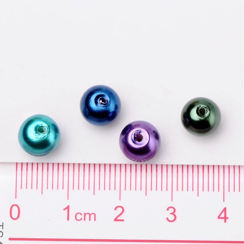 Glass Pearl Beads 8mm (1.0mm Hole) Ocean Mix - Pack of 100