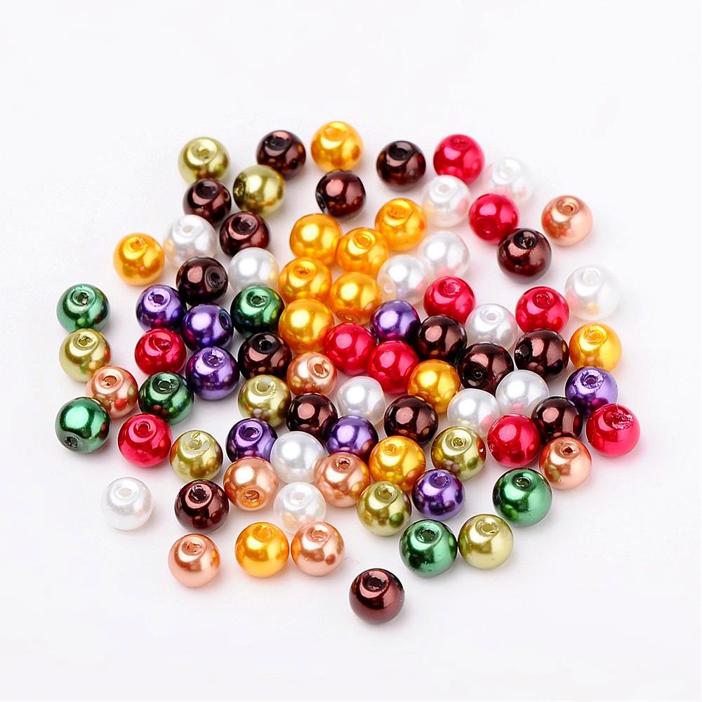 Glass Pearl Beads 6mm (1.0mm Hole) Luster Mix - Pack of 200