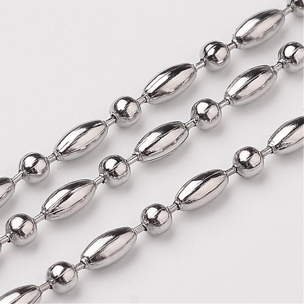 Stainless Steel Decorative Ball/Rice Chain (1-1) 2.4 mm - 1 Metre