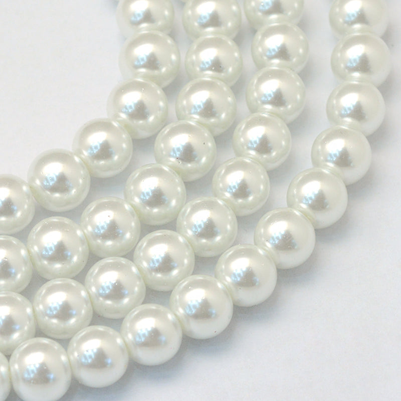 Glass Pearl Beads 3mm (0.5mm Hole) White - One Strand of Approx 195 Beads