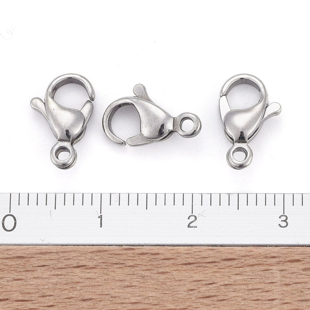 Stainless Steel Lobster Clasp 12x7.5mm - Pack of 10